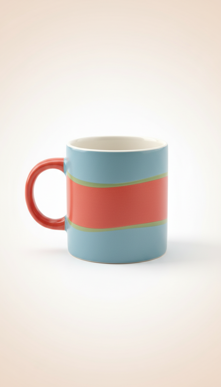Tasse en céramique anse abricot